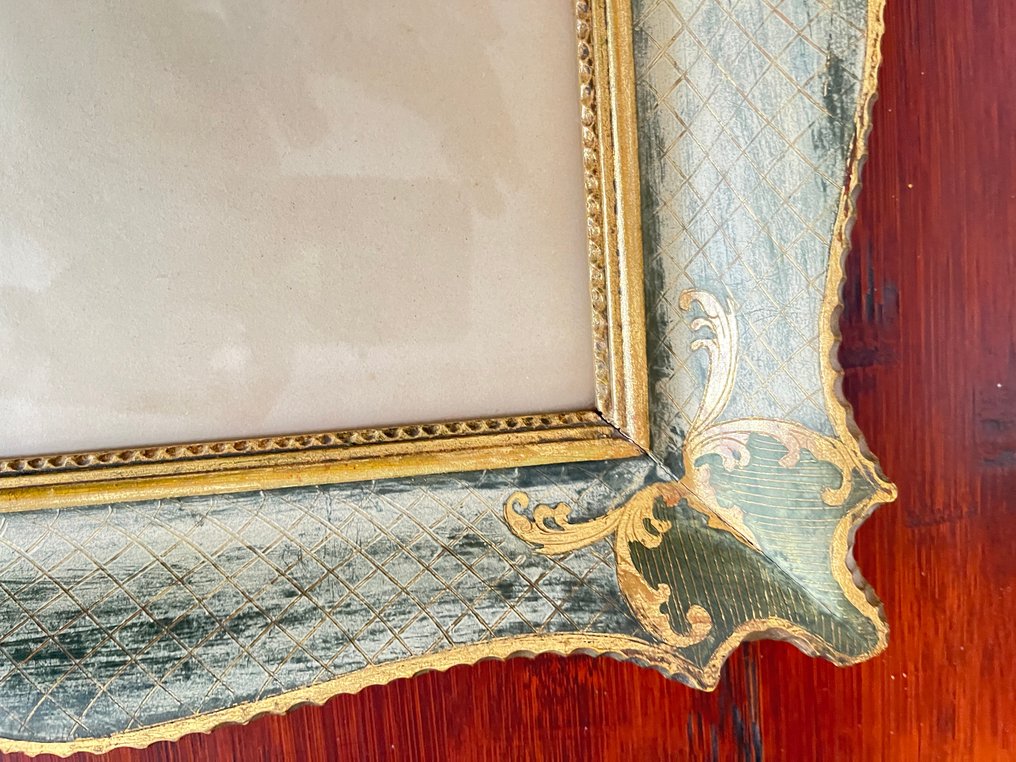 Kehys  - lehtipuu kaiverrettu, maalattu ja kullattu - Firenze Mid-Century #4.3