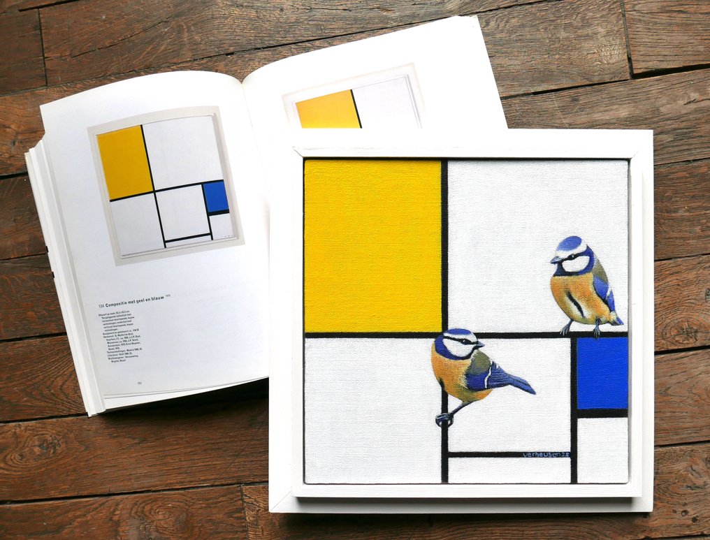 Jos Verheugen - Free after Mondrian, with Blue Tits (M1088) #2.1