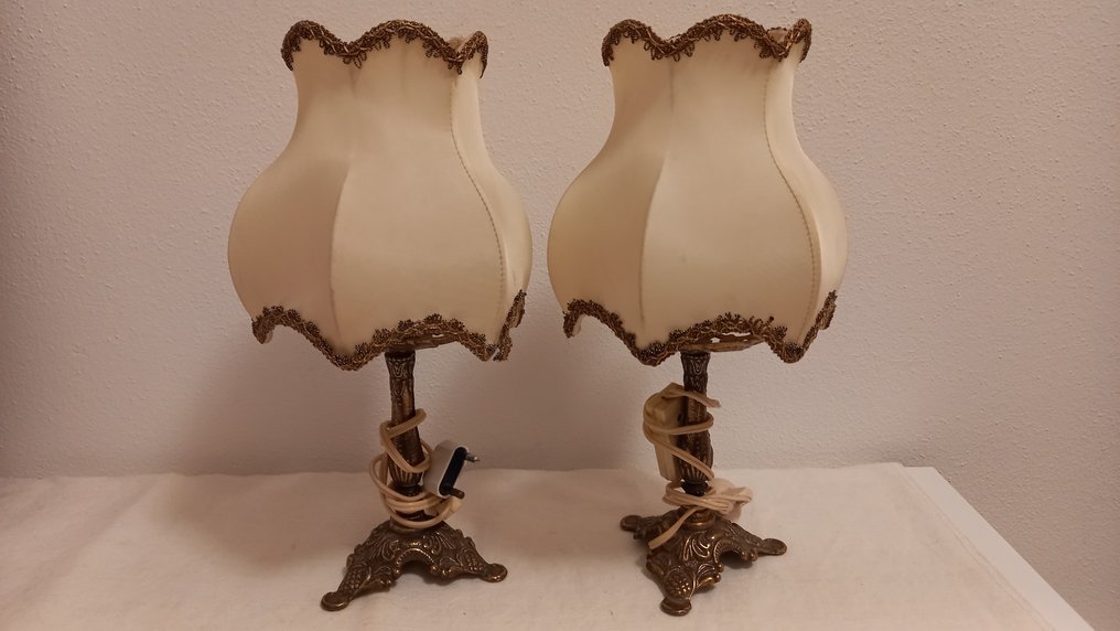 Tafellamp (2) - Verguld messing - Lampade art deco' #1.0