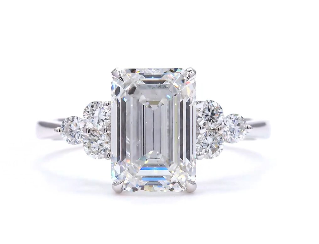 χωρίς τιμή ασφαλείας - Δαχτυλίδι - 18 καράτια Λευκός χρυσός -  3.34ct. tw. Διαμάντι (Εργαστηριακής καλλιέργειας) - Διαμάντι - D (Αχρωμος) #1.0