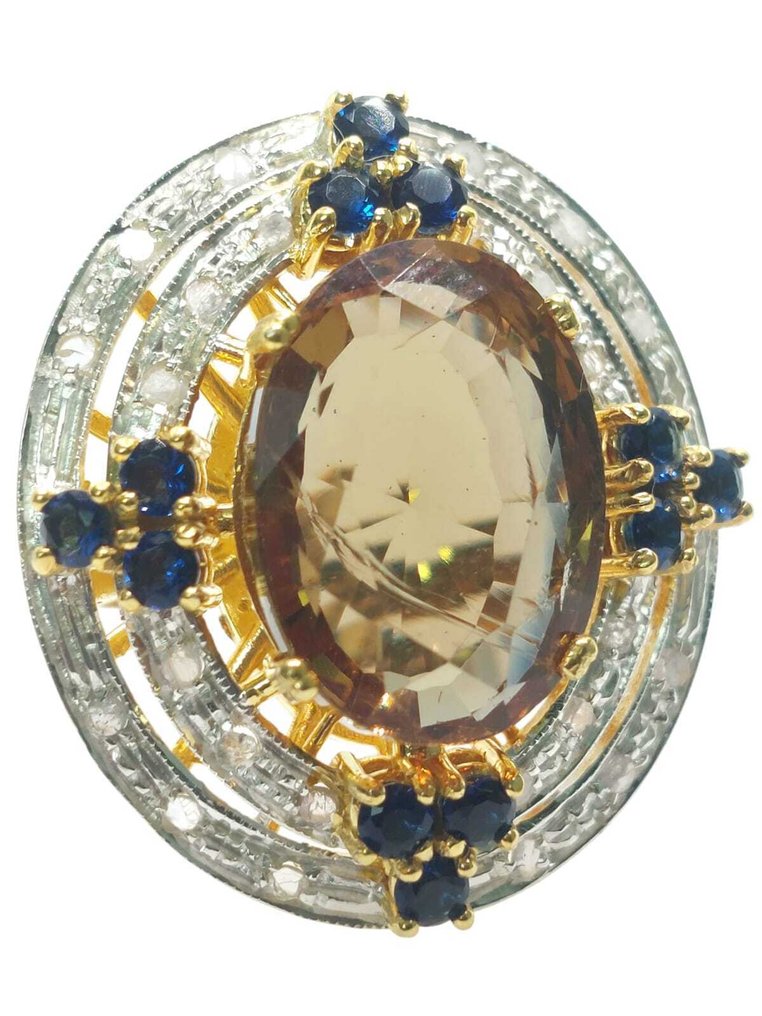 没有保留价 - 戒指 - 9 kt. 银, 黄金 紫翠玉 - 混合宝石 #3.2