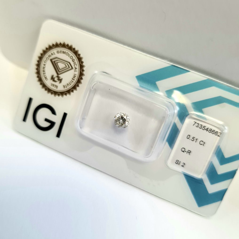 没有保留价 - 1 pcs 钻石 (天然) - 0.51 ct - 圆形 - SI2 微内含二级 - 国际宝石研究院(IGI) #1.0
