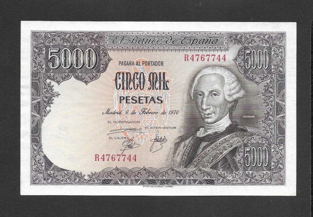 Espanha. - 5000 Pesetas 1976 - Pick 155 (Sem preço de reserva) #1.0
