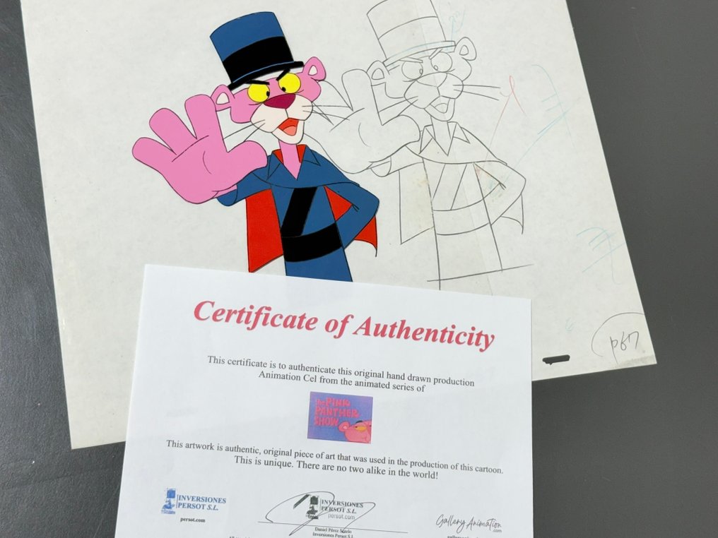DePatie & Friz Freleng - Original animation cel and drawing of Pink Panther - The Pink Panther Show #2.1