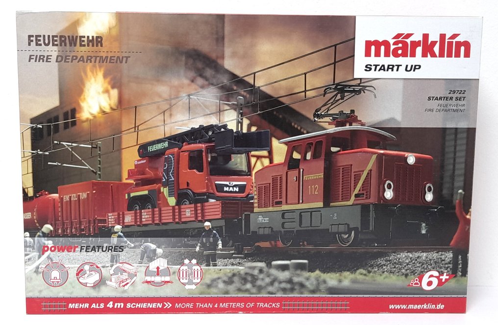 Märklin H0 - 29722 - Carrozza passeggeri di modellini di treni (1) - Märklin Start up - Set di avvio "Vigili del Fuoco" per bambini dai 6 anni in su; Set n. 1 #1.0