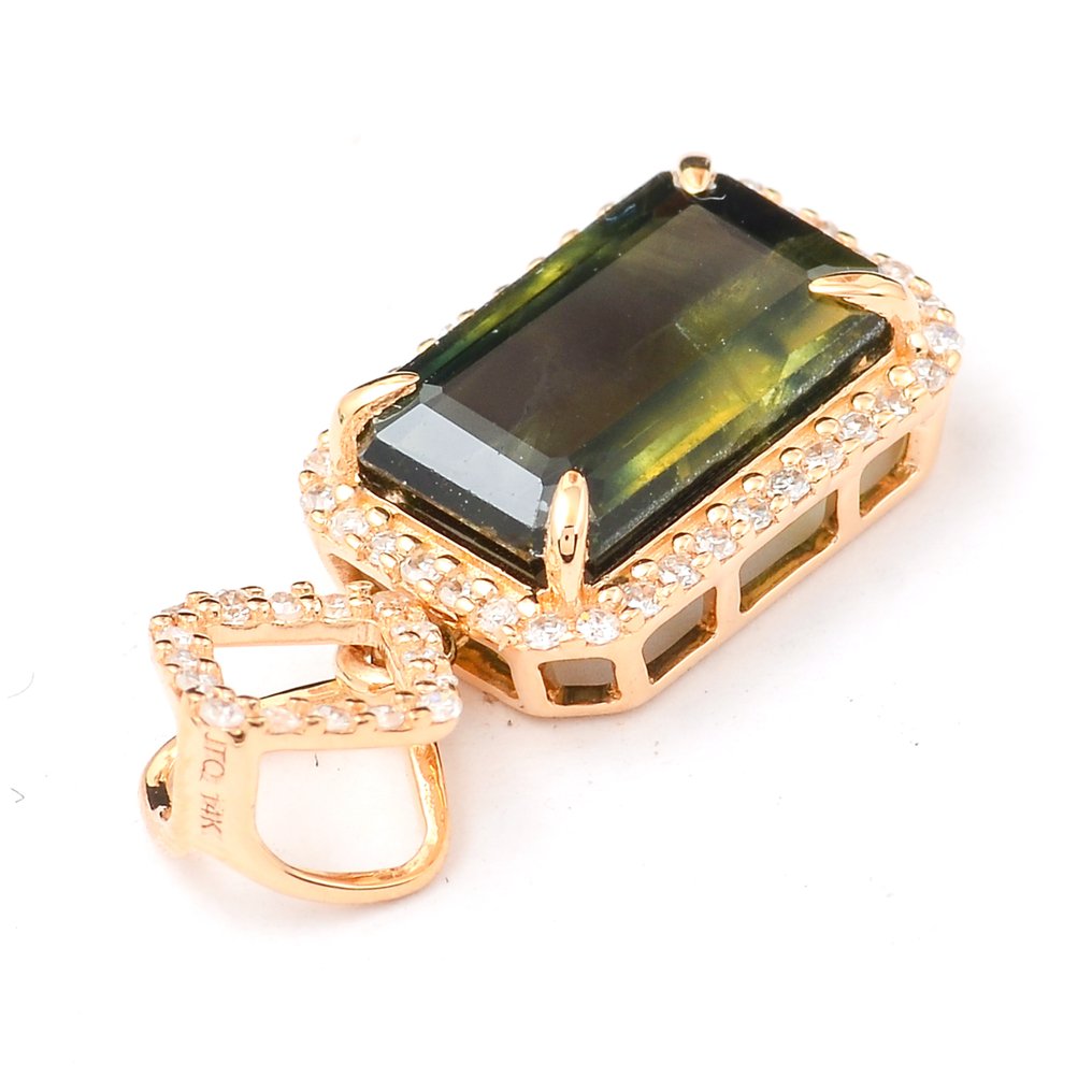 χωρίς τιμή ασφαλείας - Κρεμαστό κόσμημα - 14 καράτια Κίτρινο χρυσό -  3.59ct. tw. Ζαφείρι - Διαμάντι #2.1