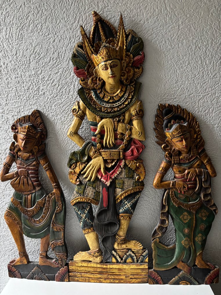 Hand-carved wall panels Balinese figures - sculptuur - Indonesië (Zonder minimumprijs) #1.0
