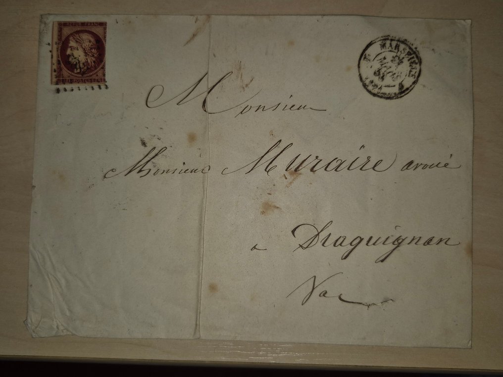 法国 1853/1853 - 法国信件配Cérès 1F胭脂红 - Yvert 2026 #1.0