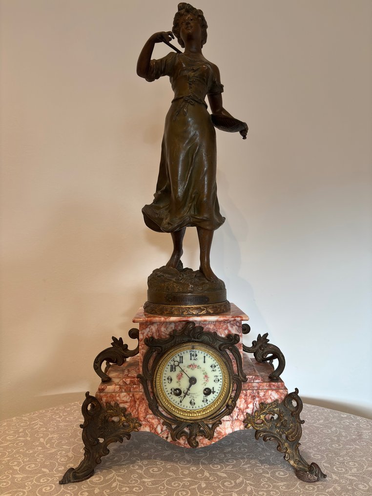 Table clock - E. Moisant e Victor Rousseau - Marble - 1910-1920 #1.0