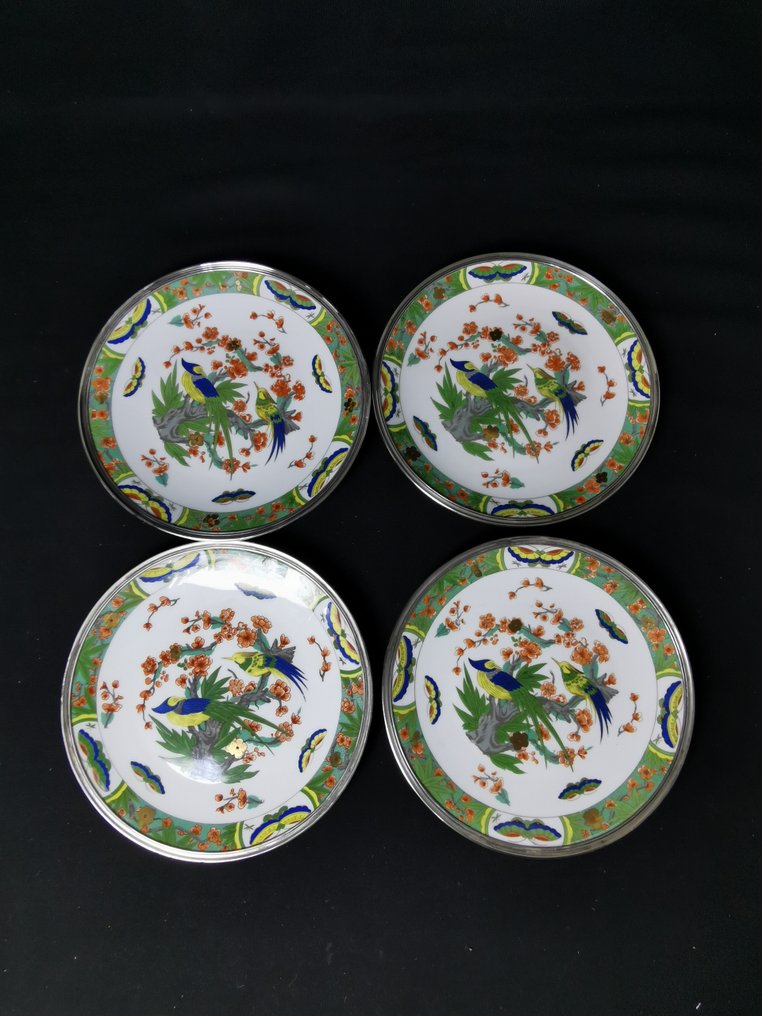 Limoges France - Tetard Edite  IN ARGENTO MINERVA - Piatti da dolce - D.21,5cm - 碟 (4) - .925 銀 #1.0