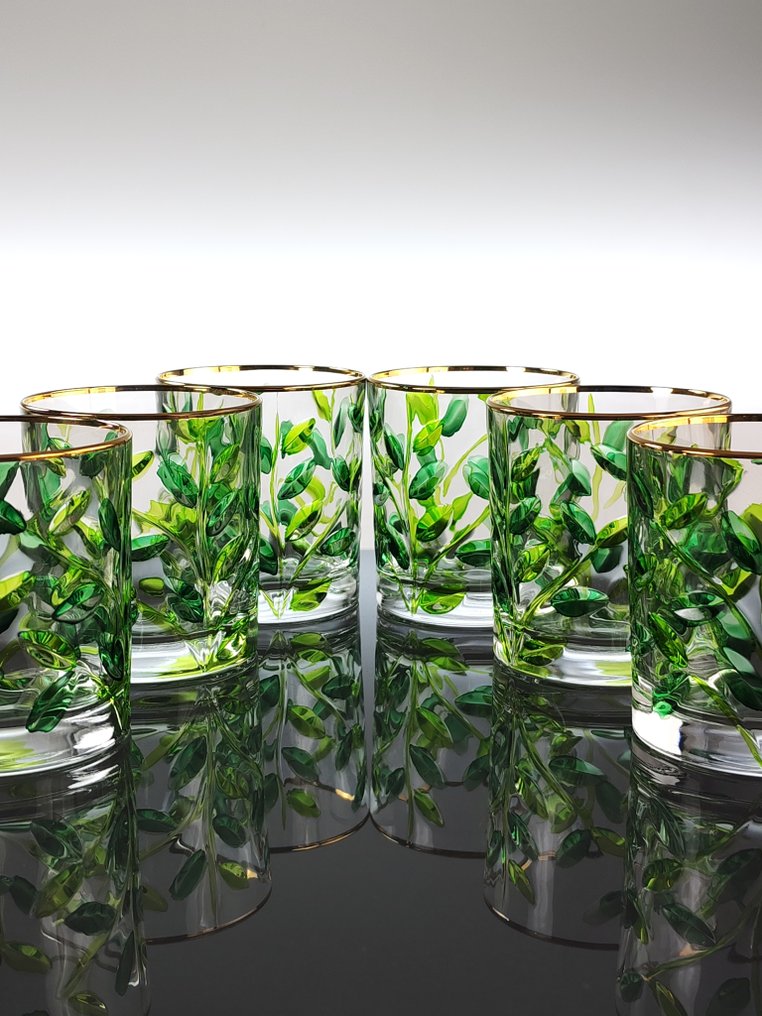 Secoloventesimo - Υπηρεσία ποτού - Χρυσός 24 καρατίων - Σετ που αποτελείται από έξι ποτήρια από κρύσταλλο (χωρίς μόλυβδο). #1.0