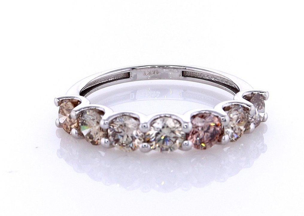 Ingen mindstepris - Ring - 14 karat Hvidguld - 1.49ct. tw. Diamant (Naturfarvet) #1.0