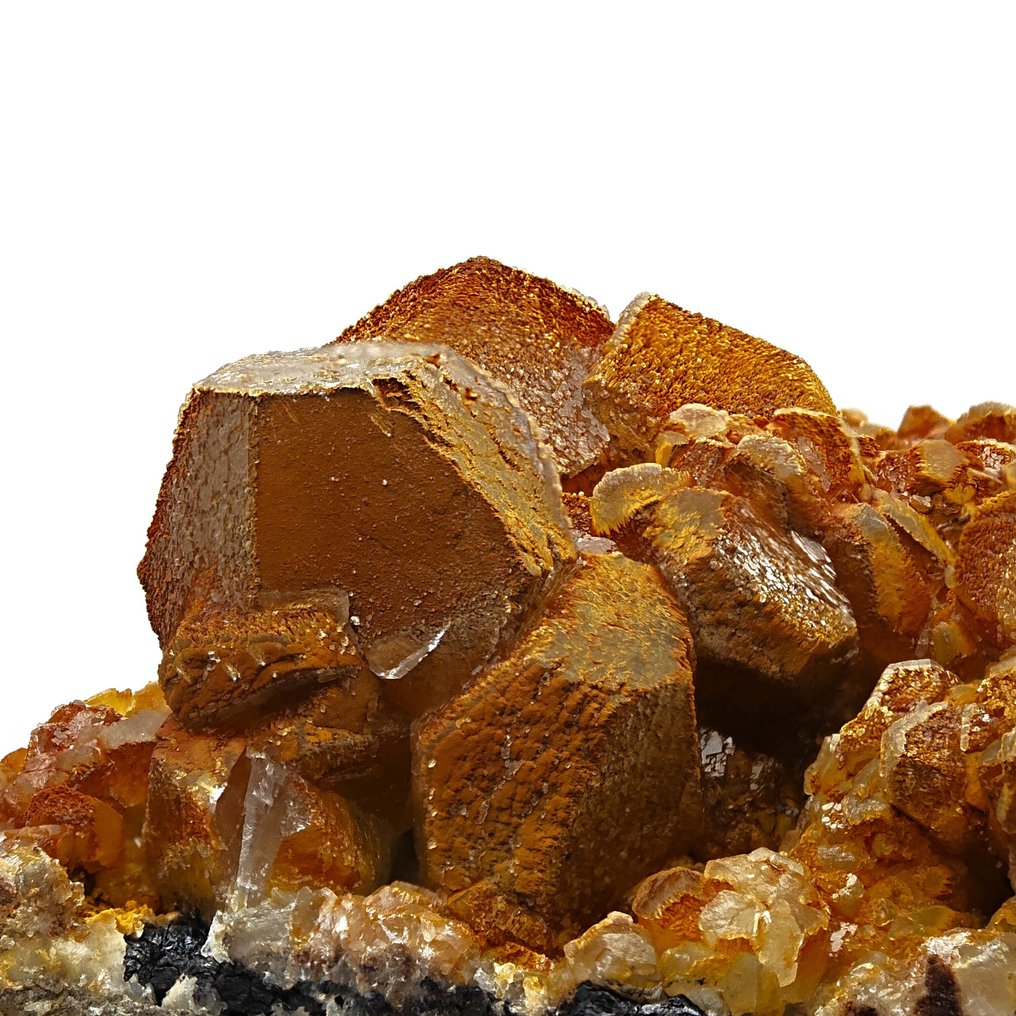 Rare orange calcite, large crystals, France Crystals on matrix - Height: 130 mm - Width: 112 mm- 1.08 kg #1.0