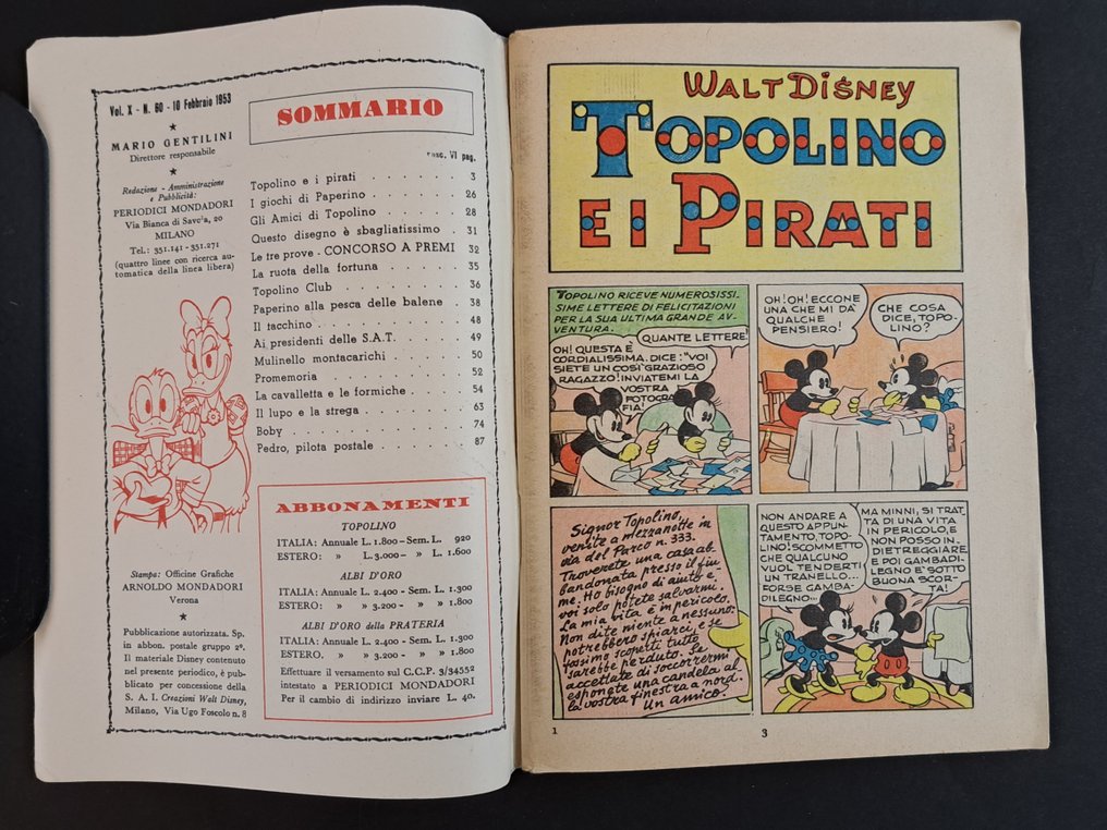 Topolino Libretto n. 60 - 1 Comic - First edition - 1953 #1.0
