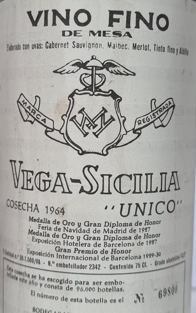 1964 Vega Sicilia Unico - Ρίμπερα ντελ Ντουέρο Gran Reserva - 1 Φιάλη (0,75L) #1.0