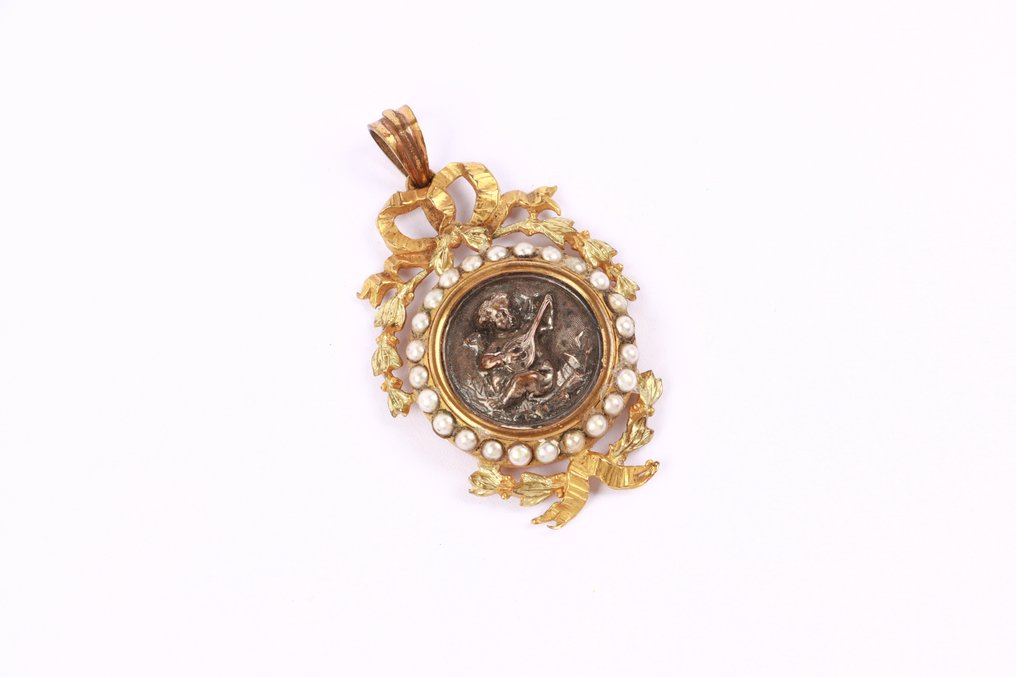 Κρεμαστό κόσμημα Μέταλλο - Μαργαριτάρι στυλ Art Nouveau. #1.0