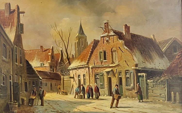 Dutch school (XX), After P. G. Vertin - Romantic Winter View #1.0