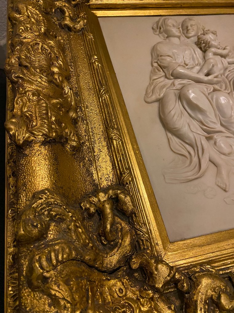 Block carving/ Relief, Scène de famille - 50 cm - Reconstructed marble #4.3