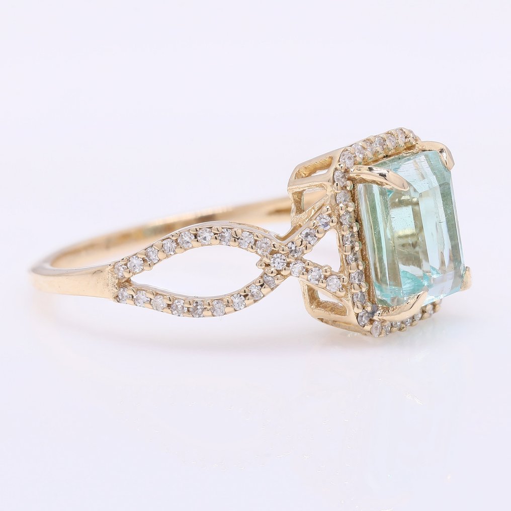 没有保留价 - 戒指 - 14K包金 黄金 - 2.14ct. tw. 祖母绿 - 钻石 #1.0