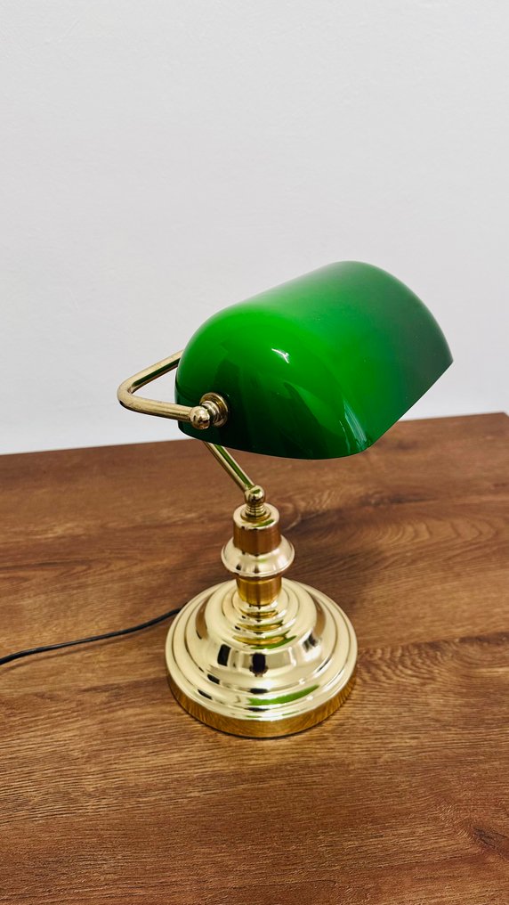 Banker table lamp - Brass, Glass #1.0