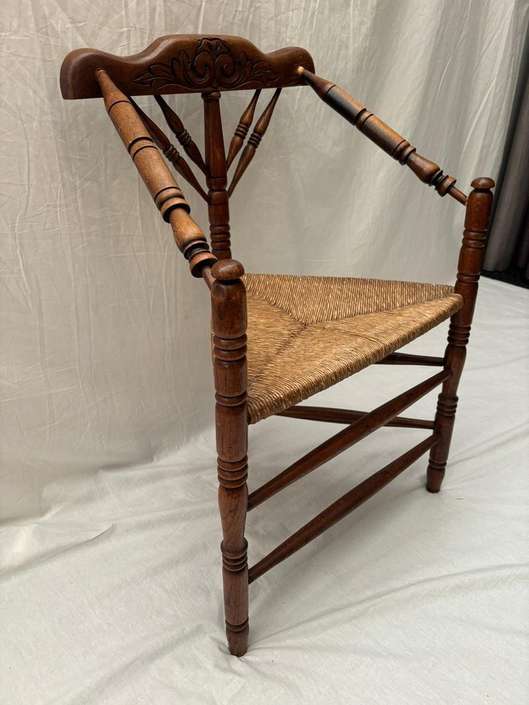 椅 - 法式卷线角落椅，带柳条装饰 - 木, 藤 #3.2