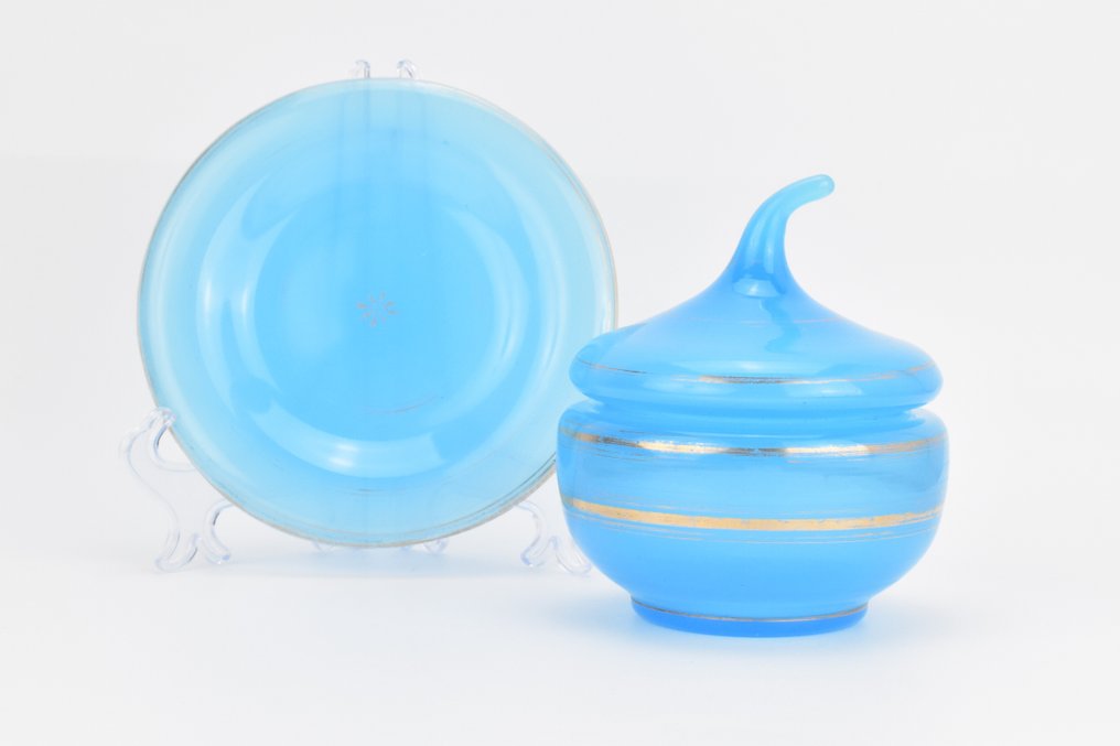 糖碗 (2) - 乳白色玻璃 - 两个法国玻璃 #2.1