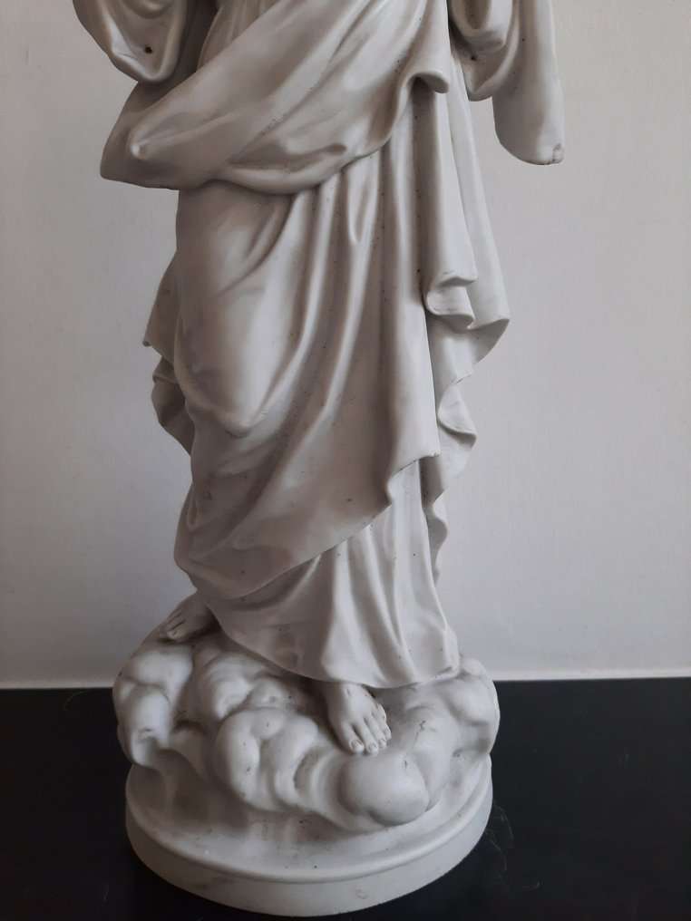 Det Hellige Hjerte - Porselen - 1800-1850 - Signert XIX kjeksestatue #3.2