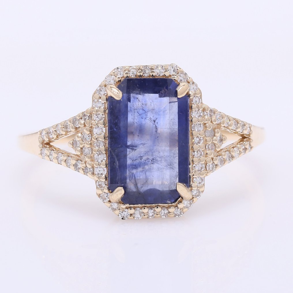 χωρίς τιμή ασφαλείας - Δαχτυλίδι - 14 καράτια Κίτρινο χρυσό - 2.29ct. tw. Ζαφείρι - Διαμάντι #1.0