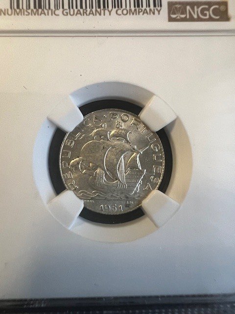 Portugal. Republic. 2,5 Escudo, 1951 X 2 Silver coin, NGC, MINT State, MS 63, High grade (Sem preço de reserva) #4.3