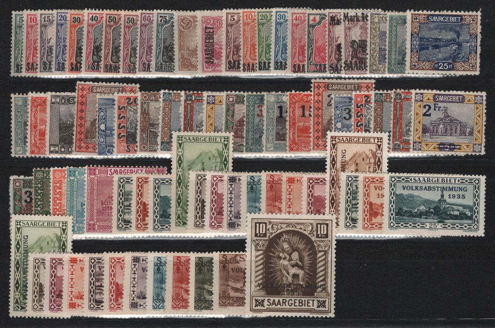 Territory of the Saar Basin 1920/1934 - Post-fresh (MNH) batch mainly featuring 'Germania' and 'Landschaften'. #1.0