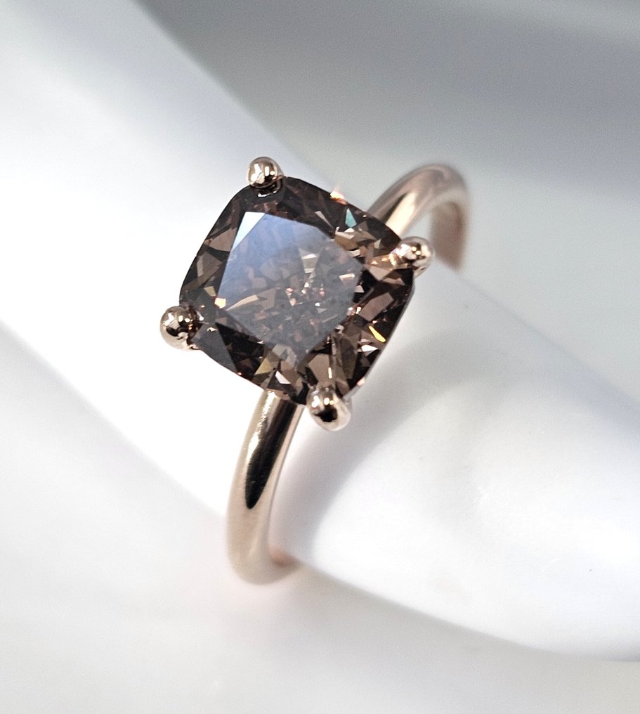 Nincs minimálár - Gyűrű - 14 kt. Rózsa arany - 3.00ct. tw. Gyémánt (Természetes) - Gyémánt - Fancy Vivid Pinkish Brown #1.0