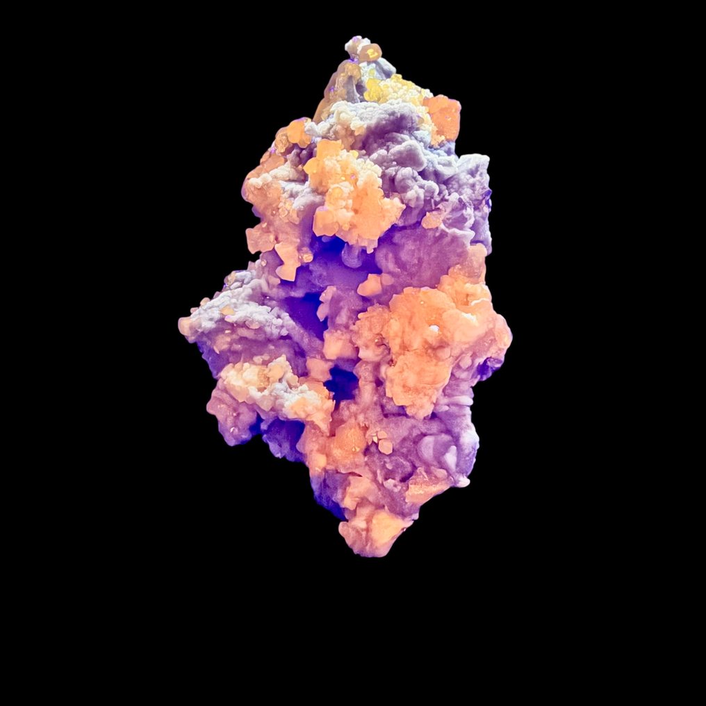 Fluorescent Aragonite with native sulfur, Machow mine - Height: 14 cm - Width: 7 cm- 260 g #1.0