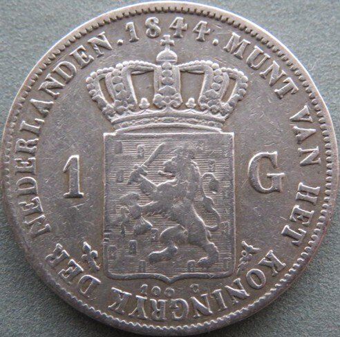 Netherlands. Willem II. 1 Gulden 1844 schaars #3.2
