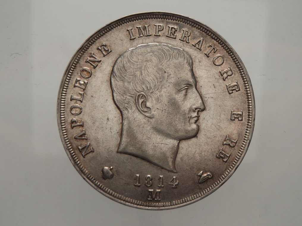 Ιταλία, Βασίλειο (Ναπολεόντειο) Napoléon I (1804-1814). 5 Lire 1814 Milano II Tipo #1.0