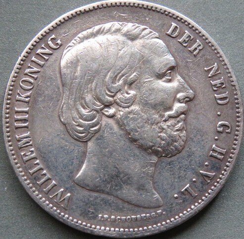 Netherlands. Willem III. 2 1/2 Gulden 1854 (No Reserve Price) #1.0