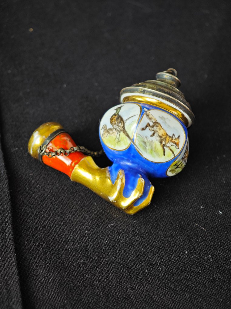 Antique Porcelain Tobacco Pipe Bowl - Pipa - Argento, Porcellana #2.1