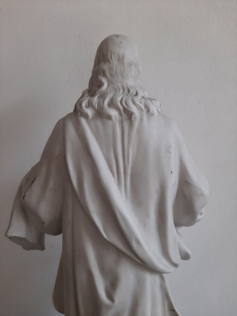 Det Hellige Hjerte - Porselen - 1800-1850 - Signert XIX kjeksestatue #4.3