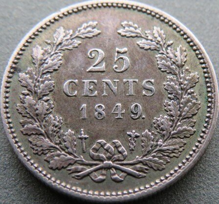 Netherlands. Willem II. 25 Cents 1849  (No Reserve Price) #2.1