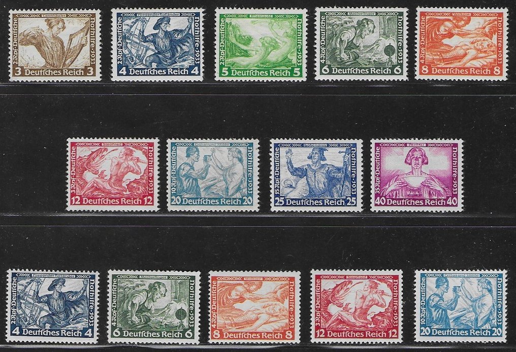 Det tyske keiserrike 1933 - Wagner, Nothilfe, signert - Michel 499 A / 507 A, 500 B, 502 B / 505 B #1.0