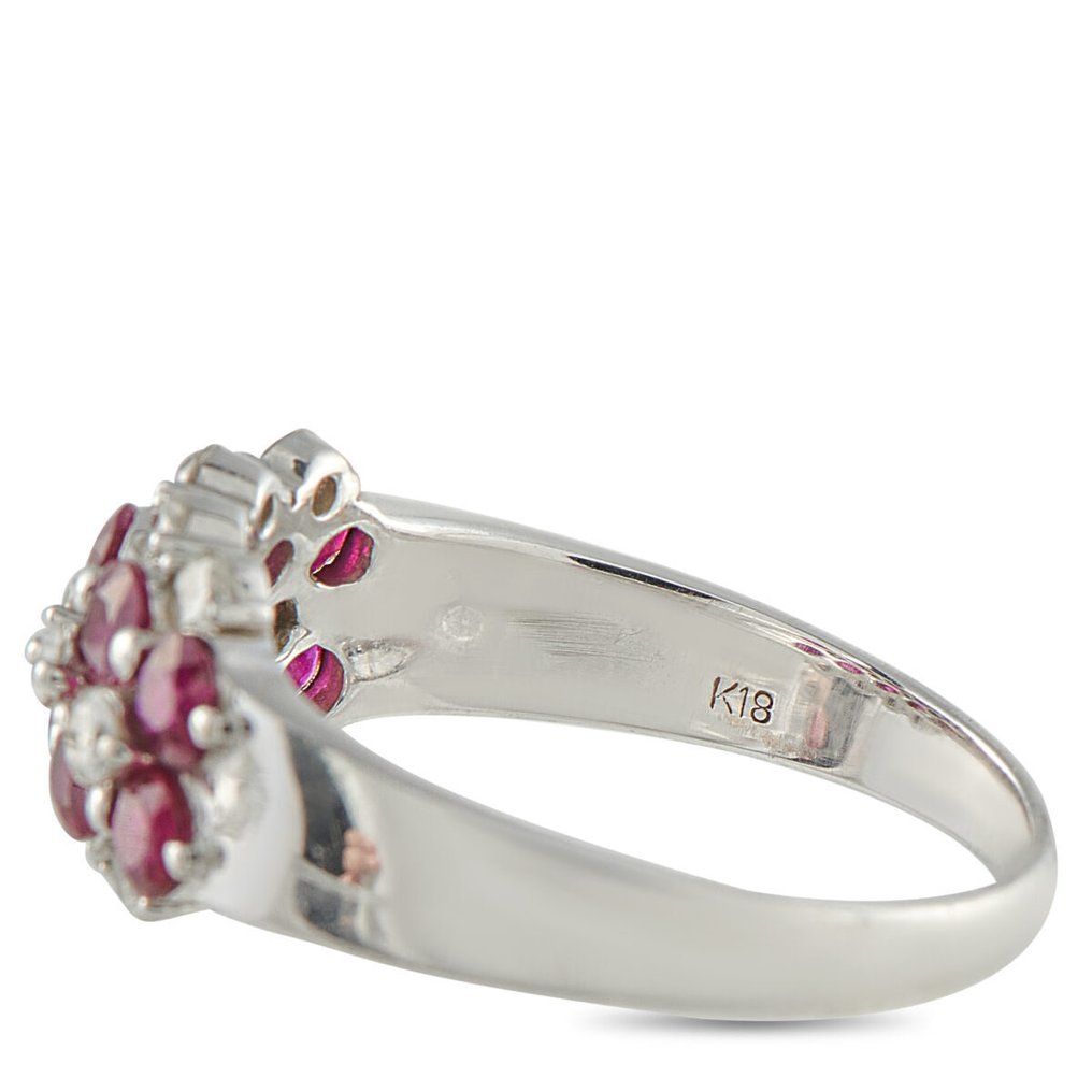 Δαχτυλίδι - 18 καράτια Δαχτυλίδι από 18K λευκόχρυσο, διαμάντι 0,56 καρατίων και ρουμπί., Λευκός χρυσός -  2.27ct. tw. #4.3