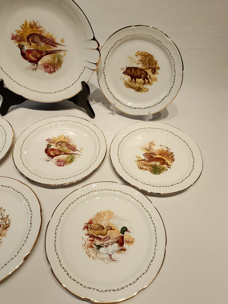 Vierzon - Dinner set (9) - Vos / Eend / Zwijn / Snip / Haas / Fazant / Patrijs - Porcelain - Yacht services #2.1
