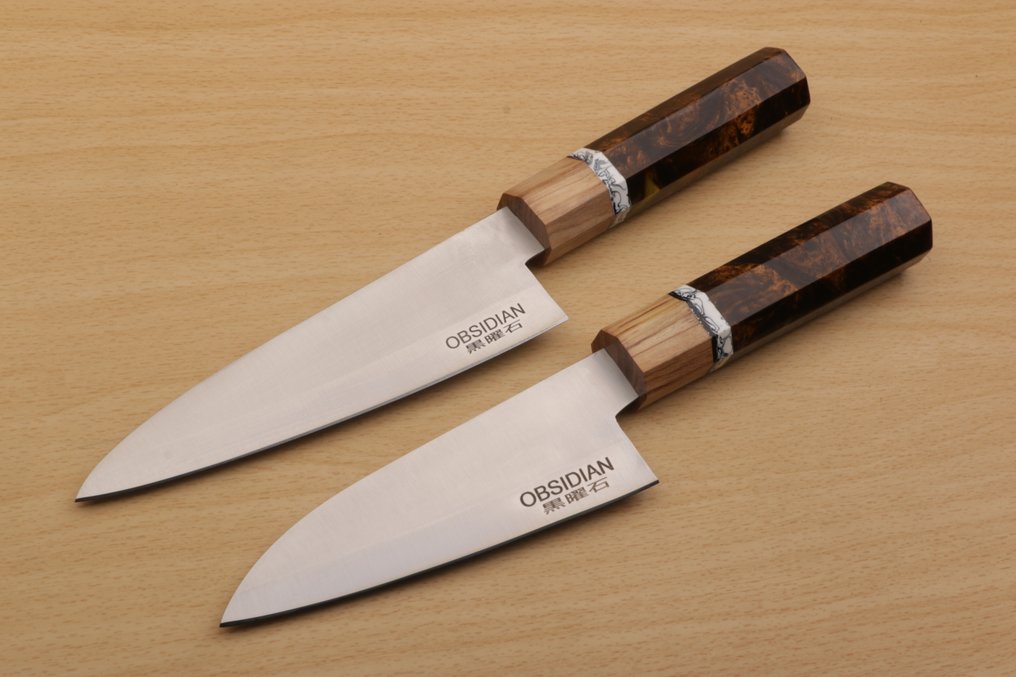 Obsidian - Nóż kuchenny - Kitchen knife set - Obsidian Custom Made Range Chef Knives Tradycyjne Rzemiosło - Specjalistyczna stal - Francja #2.1
