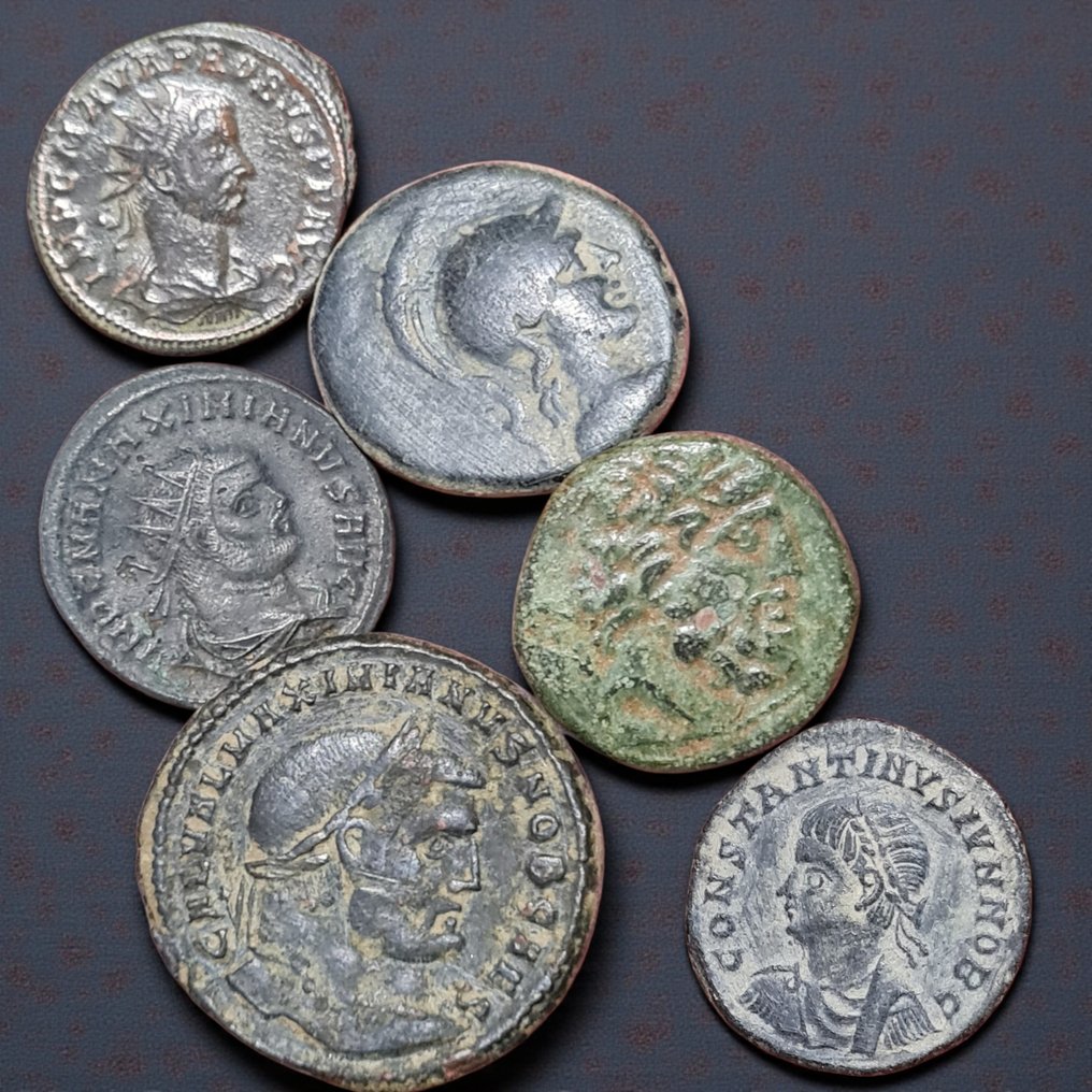 Empire romain, Grèce (ancienne). Lot of 6 ancient coins, Roman and Greece. Antoninianus, follis (Sans Prix de Réserve) #2.1