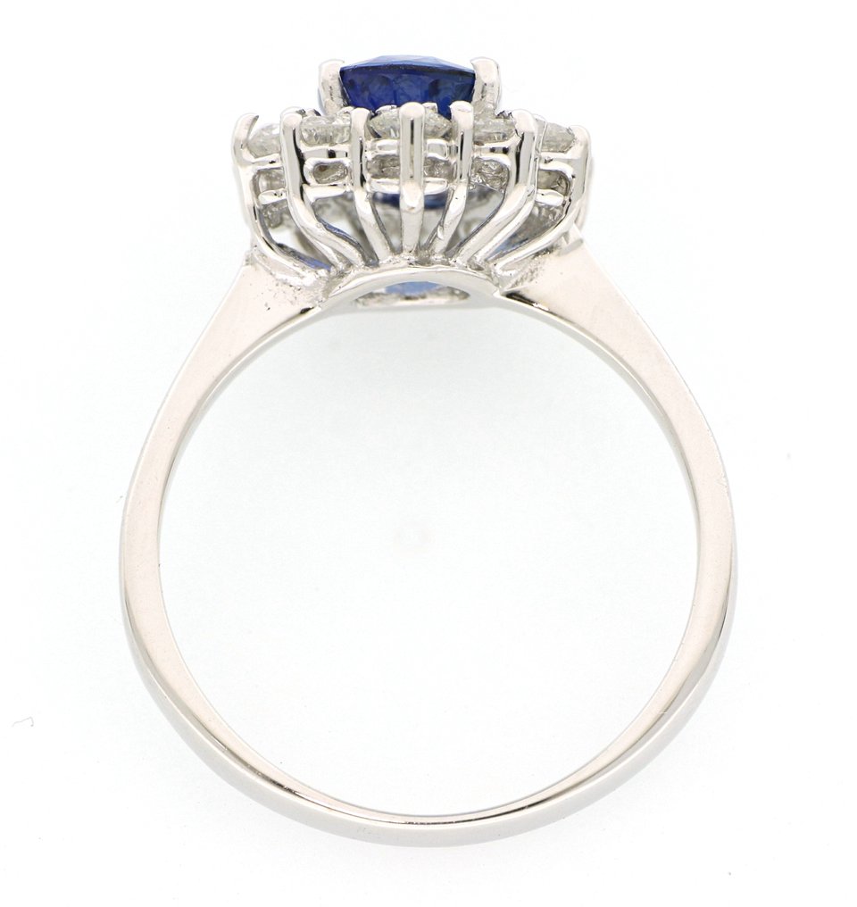 Zonder minimumprijs - Ring - 18 karaat Witgoud - 1.80ct. tw. Saffier - Diamant #4.3