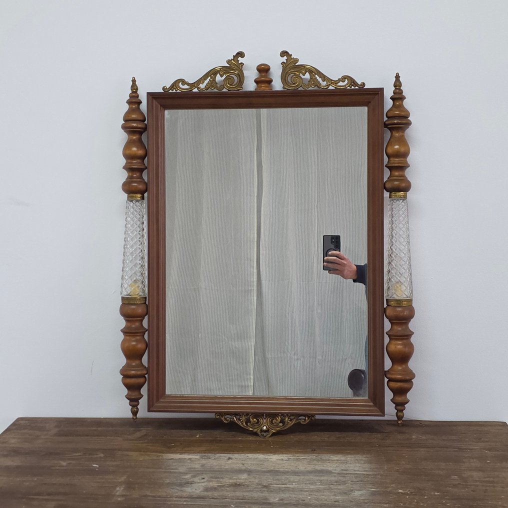 Mirror- columns with lights  - Wood, Glass - decorated #3.2