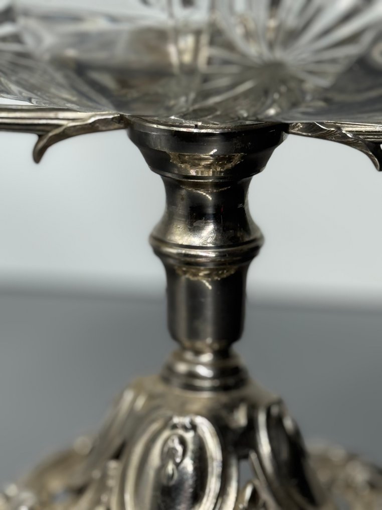 Val Saint Lambert - Charles Graffart & René Delvenne - 餐桌中央装饰 - 竹制书架与星星 - 水晶, 金属 - 稀有的VSL架子 #4.3