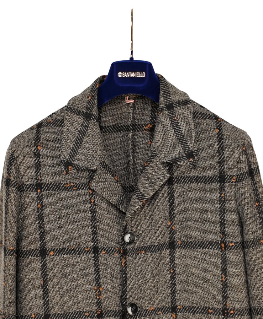SANTANIELLO RRP 650€ Wool-Blend Coat – Grey Check Pattern – Italian Tailoring – 48 IT - Takki - Uudet lapulliset #1.0