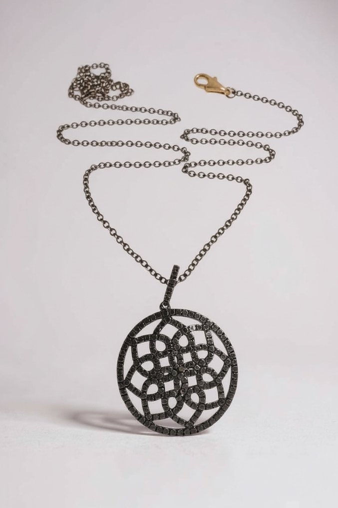 χωρίς τιμή ασφαλείας - Other brand - Κολιέ - Arabesque - 18 καράτια Ασημί, Ροζ χρυσό Διαμάντι (Φυσικό)  - Ταυτότητα Μάρκας Broggian #3.2