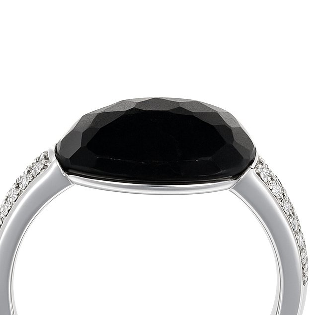 戒指 - 18K包金 白金 -  7.82ct. tw. 缟玛瑙 - 钻石 #2.1