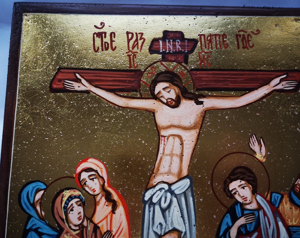 Εικόνα - Χειροποίητη εικονογραφία με τη σταύρωση του Ιησού. - Ξύλο #3.2